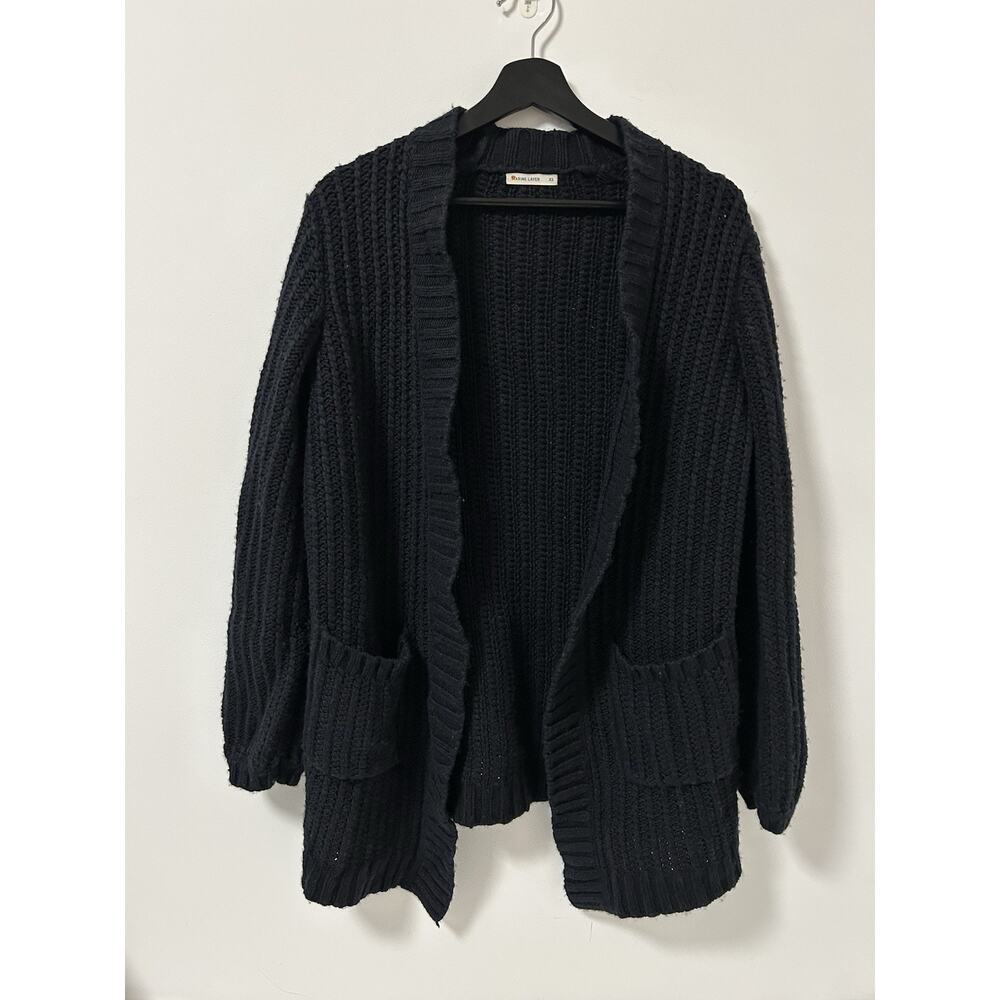 Marine Layer Open Front Wool Blend‎ Ontario Cardigan Women's Sz XS Navy Grandpa